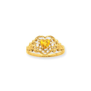 10K Yellow Gold Polished Geniune Citrine Birthstone Ring