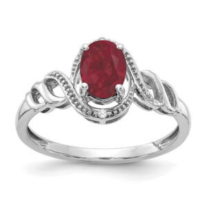 10k White Gold Ruby and Real Diamond Ring