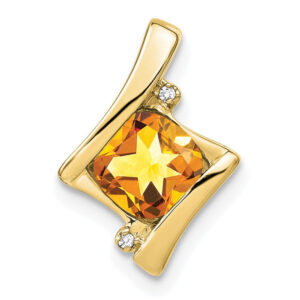 10k Yellow Gold Citrine and Real Diamond Pendant