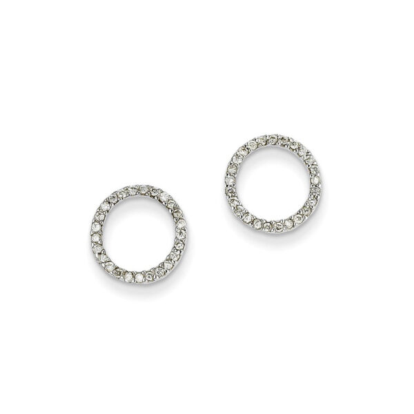 14K White Gold 1/4Ctw Circle Real Diamond Earrings