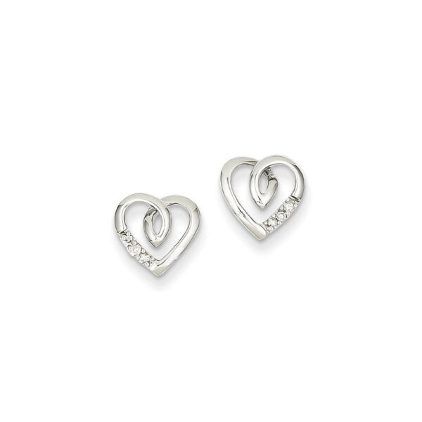 14K White Gold Heart Post Earrings