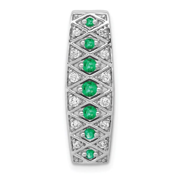 14K White GoldLab Grown Real Diamond SI1/SI2, G H I, & Cr. Emerald Fancy Chain Slide