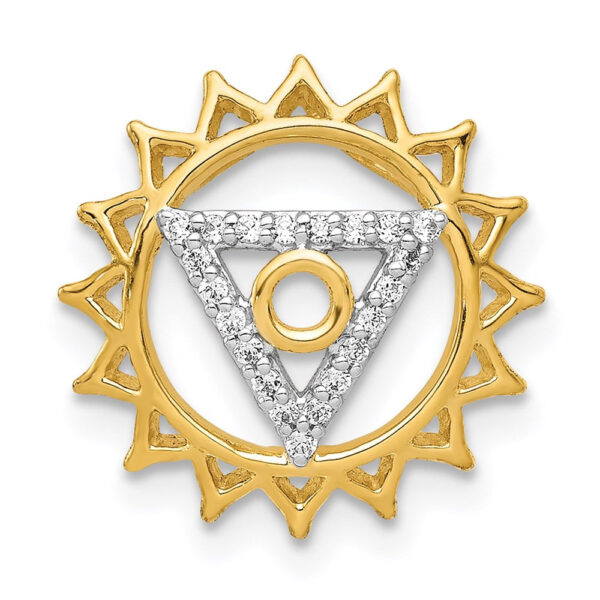 14K Yellow Gold 1/10ct. Real Diamond Vishuddha/Throat Chakra Chain Slide