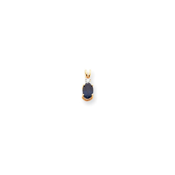 14K Yellow Gold 7x5mm Oval Sapphire A Real Diamond pendant