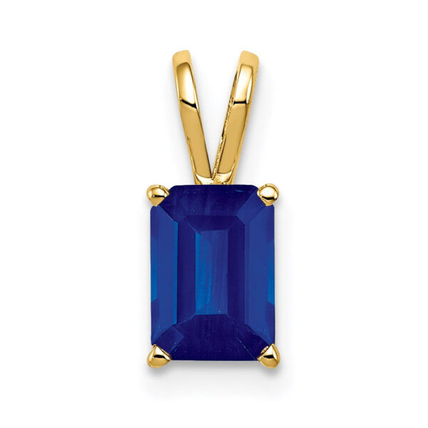 14K Yellow Gold 8x6mm Emerald Cut Sapphire pendant