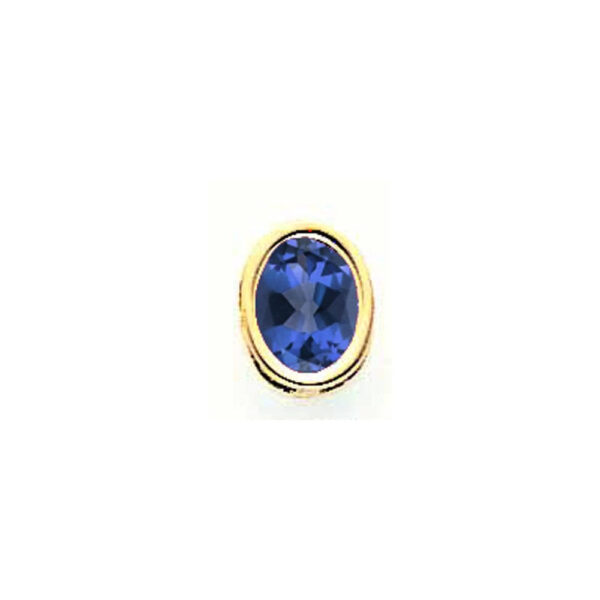 14K Yellow Gold 8x6mm Oval Sapphire bezel pendant