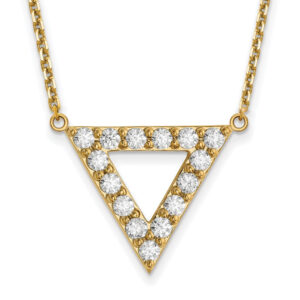 14K Yellow Gold A Quality Real Diamond 20mm Triangle Necklace