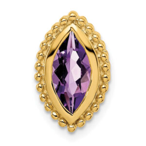 14K Yellow Gold Marquise Amethyst Chain Slide