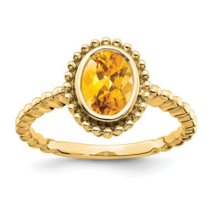 14K Yellow Gold Oval Citrine Ring