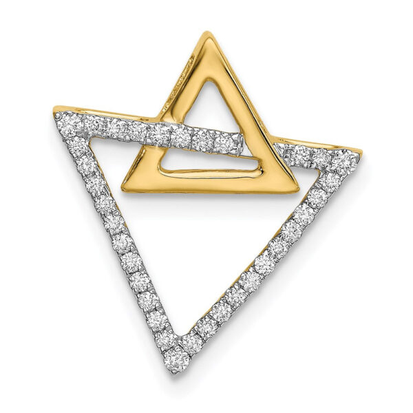 14K Yellow Gold Polished Double Triangle Real Diamond Chain Slide