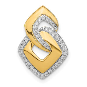 14K Yellow Gold Polished Real Diamond Fancy Shaped Chain Slide