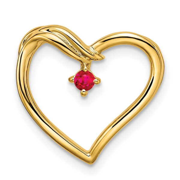 14K Yellow Gold Polished Ruby Heart Chain Slide