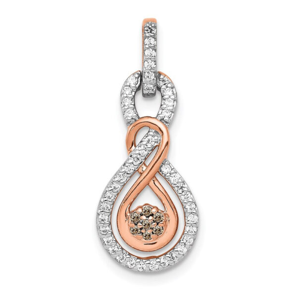 14k Rose Gold Champagne and White Real Diamond Double Infinity Chain Slide