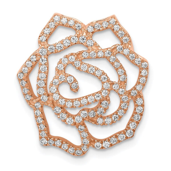 14k Rose Gold Real Diamond Fancy Flower Chain Slide
