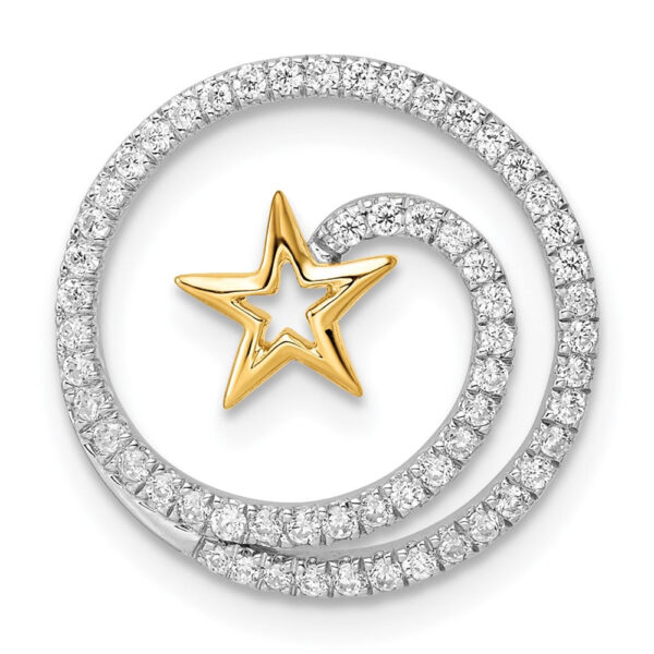 14k Two-Tone Gold Circle with Star Real Diamond Chain Slide