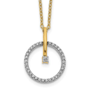14k Two-Tone Gold Real Diamond Circle 18 inch Necklace