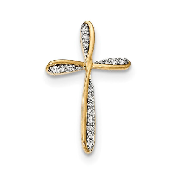 14k Two-Tone Gold Real Diamond Cross Chain Slide