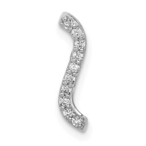 14k White Gold 1/10ct. Real Diamond Fancy Curved Line Chain Slide