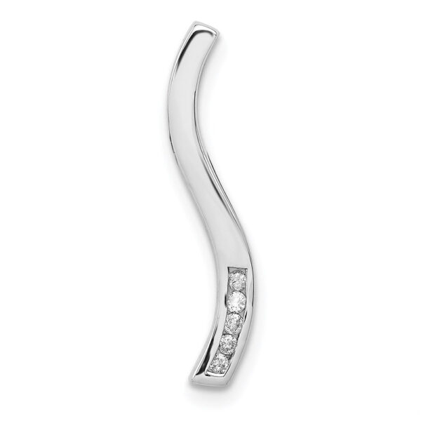 14k White Gold 1/20ct. Real Diamond Curved Line Chain Slide