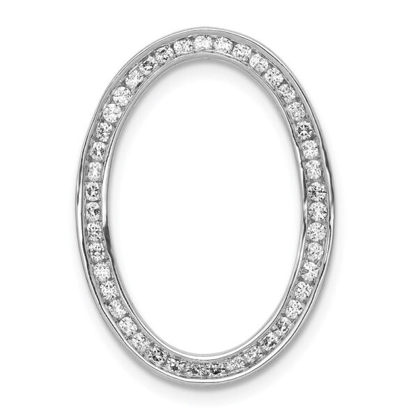 14k White Gold 1/2ct. Real Diamond Channel Set Oval Chain Slide