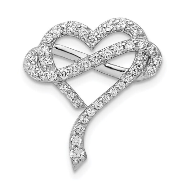 14k White Gold 1/2ct. Real Diamond Infinity and Heart Chain Slide