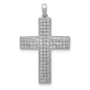 14k White Gold 1/2ct. Real Diamond Latin Cross Pendant