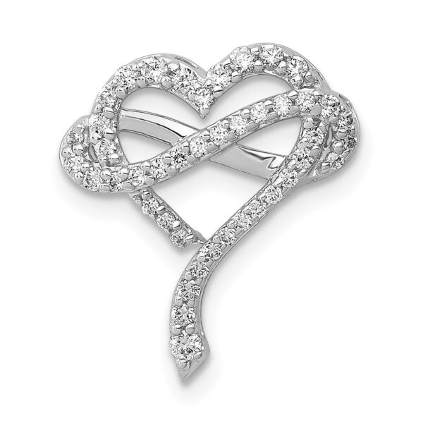 14k White Gold 1/3ct. Real Diamond Infinity & Heart Chain Slide