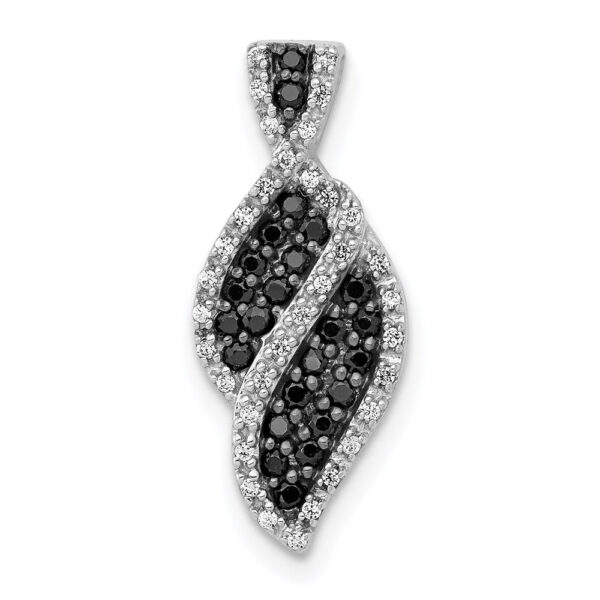 14k White Gold 1/3ct. White and Black Real Diamond Fancy Curve Chain Slide