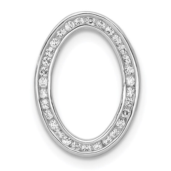 14k White Gold 1/4ct. Real Diamond Channel Set Oval Chain Slide