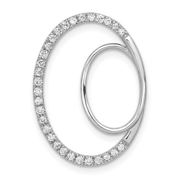 14k White Gold 1/4ct. Real Diamond Double Oval Chain Slide Pendant