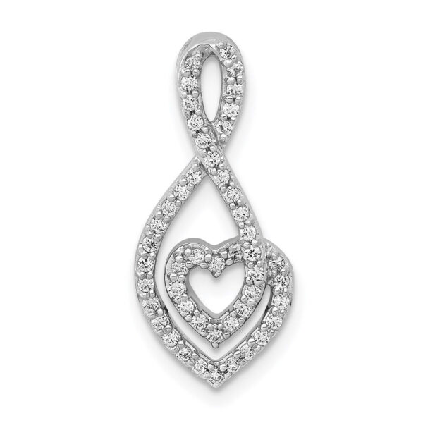 14k White Gold 1/4ct. Real Diamond Fancy Heart Infinity Chain Slide