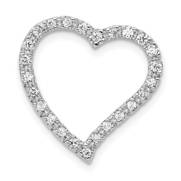 14k White Gold 1/5ct. Real Diamond Curved Heart Chain Slide