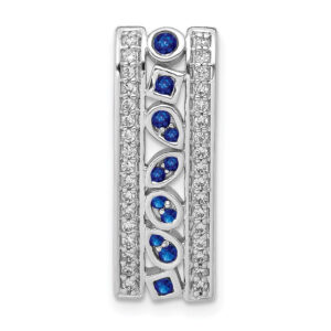 14k White Gold 1/5ct. Real Diamond and .24 Sapphire Fancy Chain Slide
