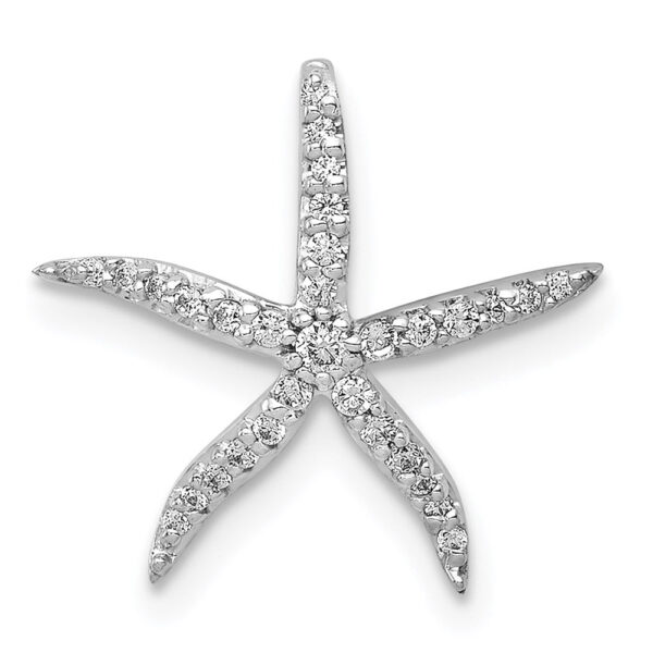14k White Gold 1/8ct. Real Diamond Starfish Chain Slide