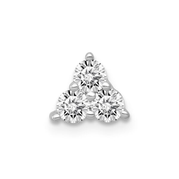 14k White Gold 3/8ct. Real Diamond Three Stone Triangle Chain Slide