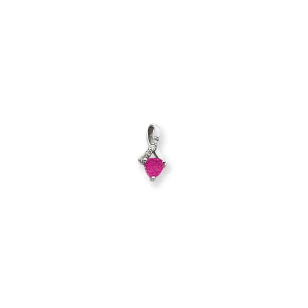 14k White Gold 5mm Pink Sapphire A Real Diamond pendant