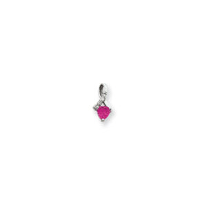 14k White Gold 5mm Pink Sapphire VS Real Diamond pendant