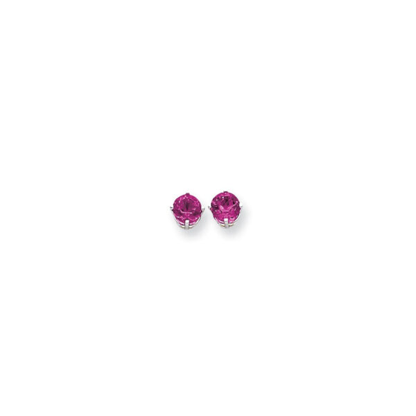 14k White Gold 6mm Pink Sapphire Earrings