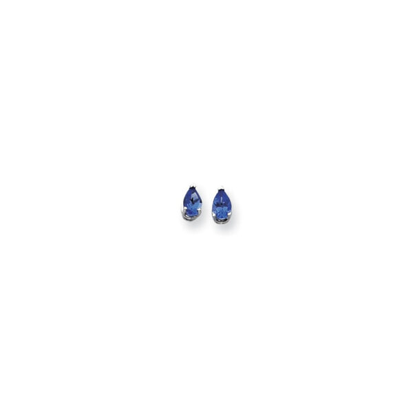 14k White Gold 6x4mm Pear Sapphire Earrings
