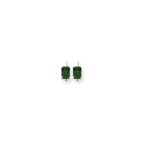14k White Gold 7x5mm Emerald Cut Mount St. Helens Earrings
