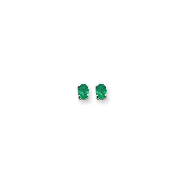 14k White Gold 7x5mm Oval Emerald Earrings