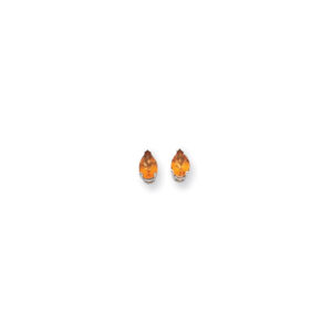 14k White Gold 7x5mm Pear Citrine Checker Earrings