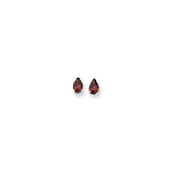 14k White Gold 7x5mm Pear Garnet Checker Earrings