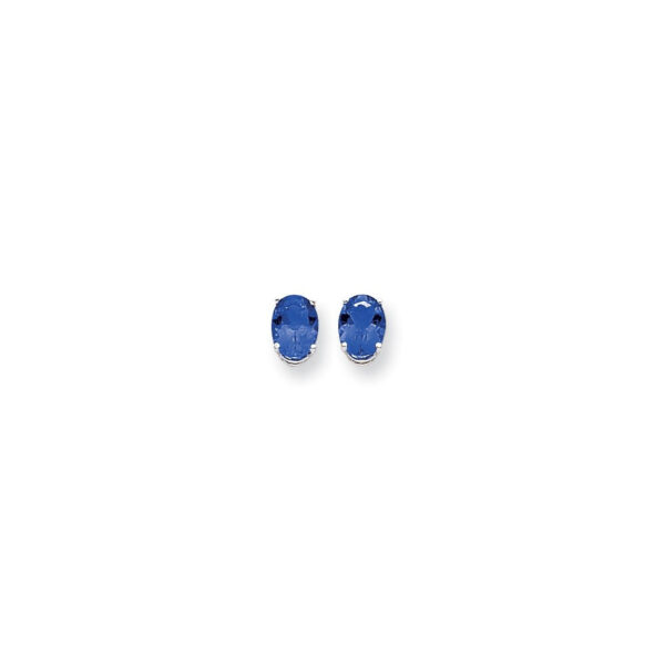 14k White Gold 8x6mm Oval Sapphire Earrings