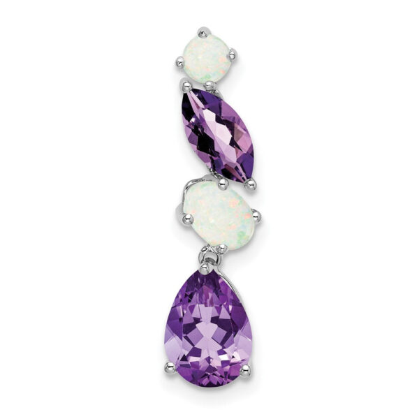 14k White Gold Amethyst and Opal Chain Slide