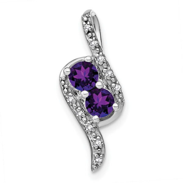 14k White Gold Amethyst and Real Diamond Chain Slide