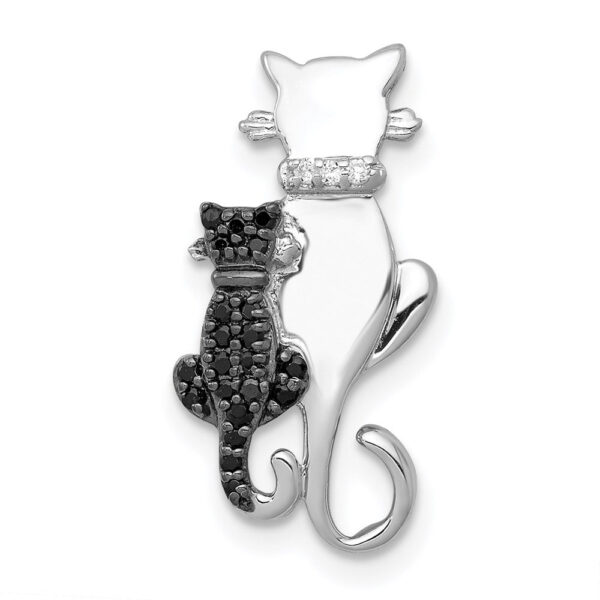 14k White Gold Black and White Accent Real Diamond Cats Chain Slide