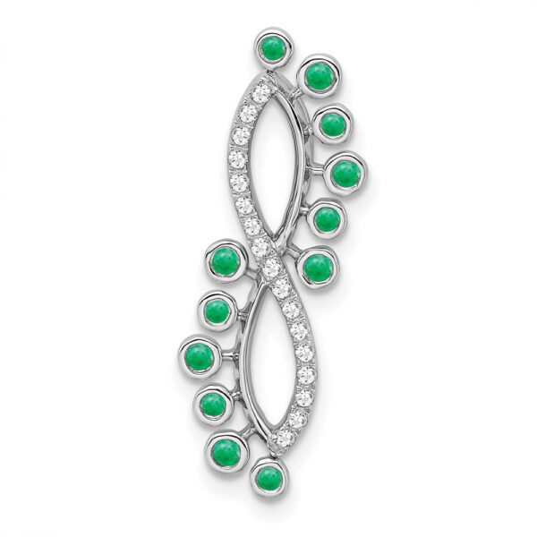 14k White Gold Emerald and Real Diamond Infinity Chain Slide