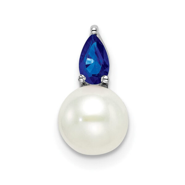 14k White Gold FWC Pearl and Sapphire Chain Slide