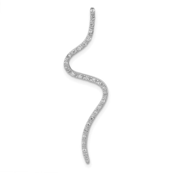 14k White Gold Fancy 1/6ct. Real Diamond Curved Line Chain Slide